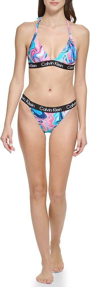 Calvin Klein Women's Low Waisted Elastic Logo Triangle Bikini Set