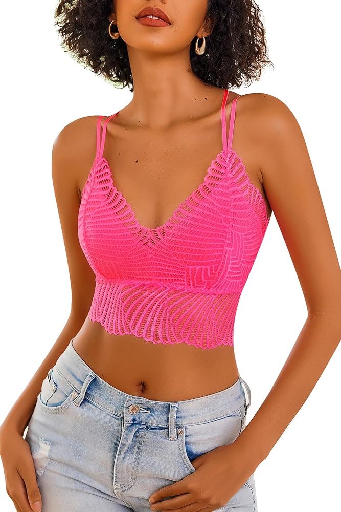 Avidlove Lace Bralette for Women V Neck Camisoles Racerback Adjustable Strap Crop Top