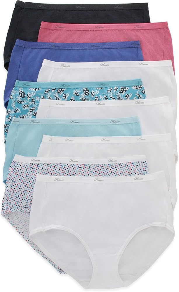 Hanes Women's Cotton Brief Value Pack, 10-Pack, Assorted Brief Underwear (Colors May Vary)