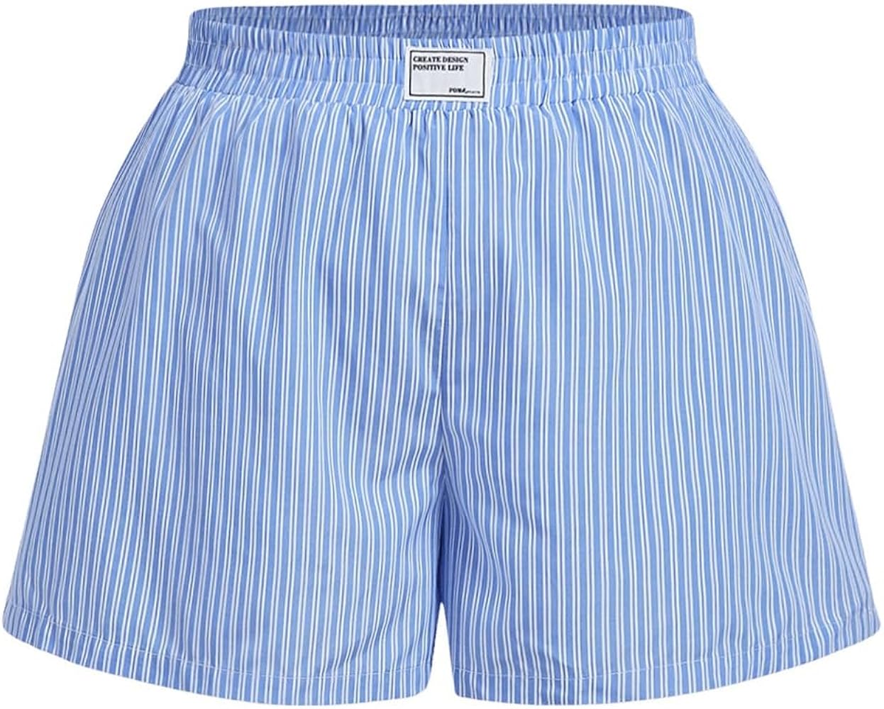 SHENHE Women's Plus Size Striped Boxer Shorts Elastic High Waisted Summer Casual Lounge Shorts