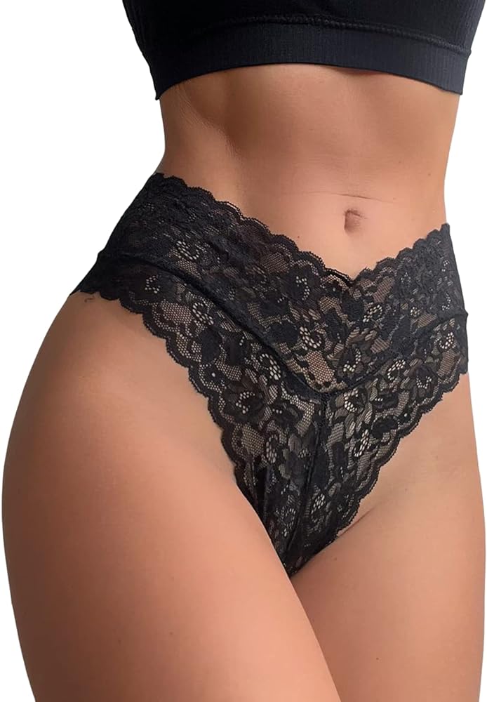 Milumia Women Sexy Panties Floral Lace Underwear Cut Out Scallop Trim Panty Mid Rise Brief Bikinis