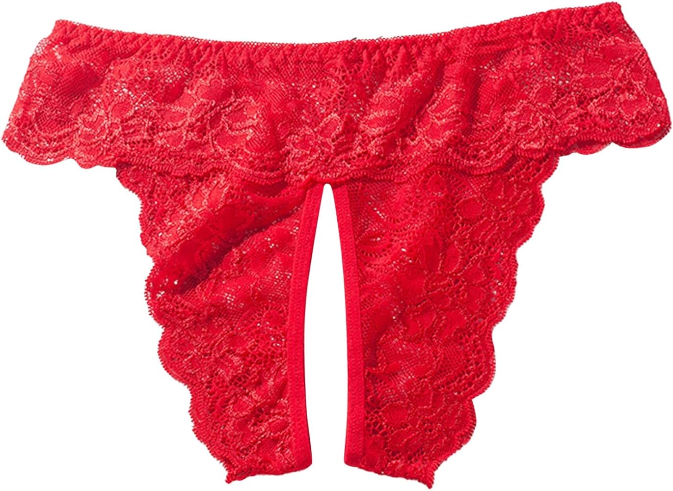 Womens Lace Panties Sexy Thong Crotch Open G-String Hollow Low Rise Underwear Cutout Lace Bikini Briefs