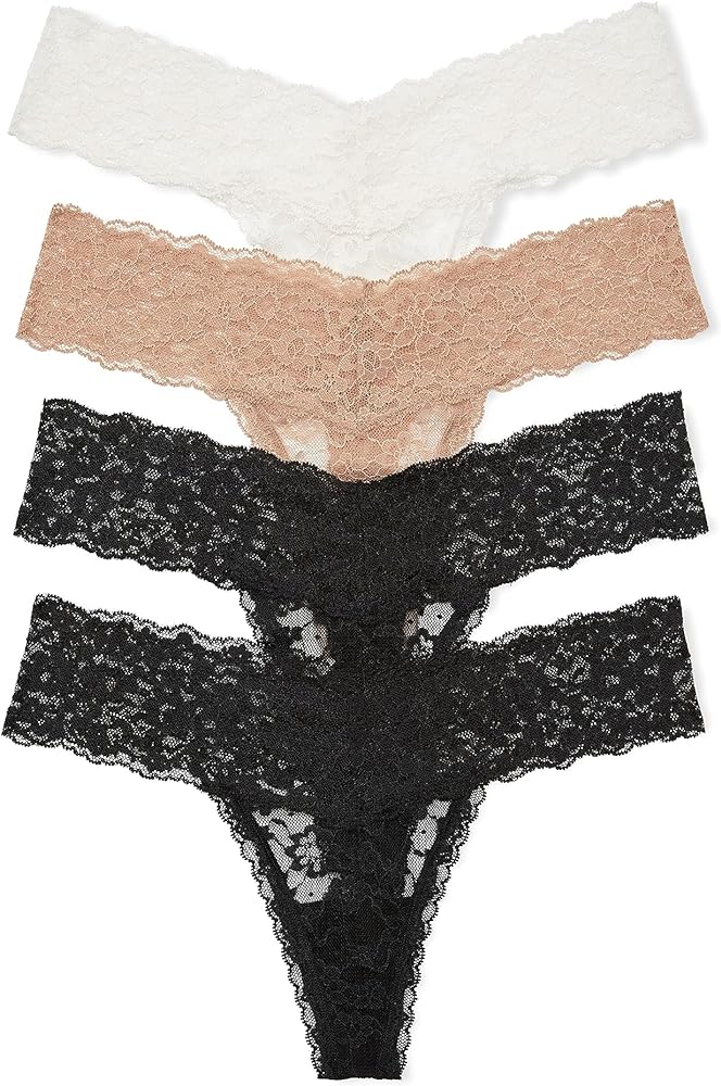 Victoria's Secret Women's Lace Thong Underwear, Panties for Women, Multi Pack (XS-XXL)