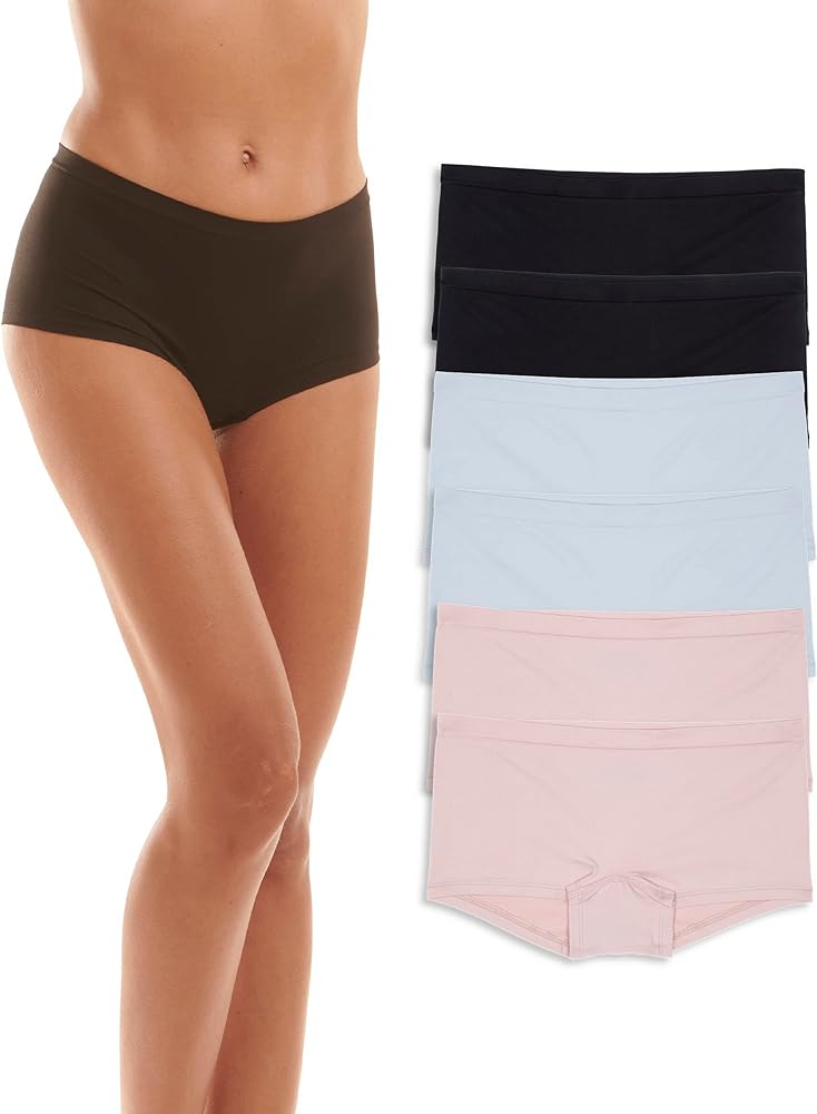 Women's Seamless Boy Short Underwear | No Show Panties | 6-Pack