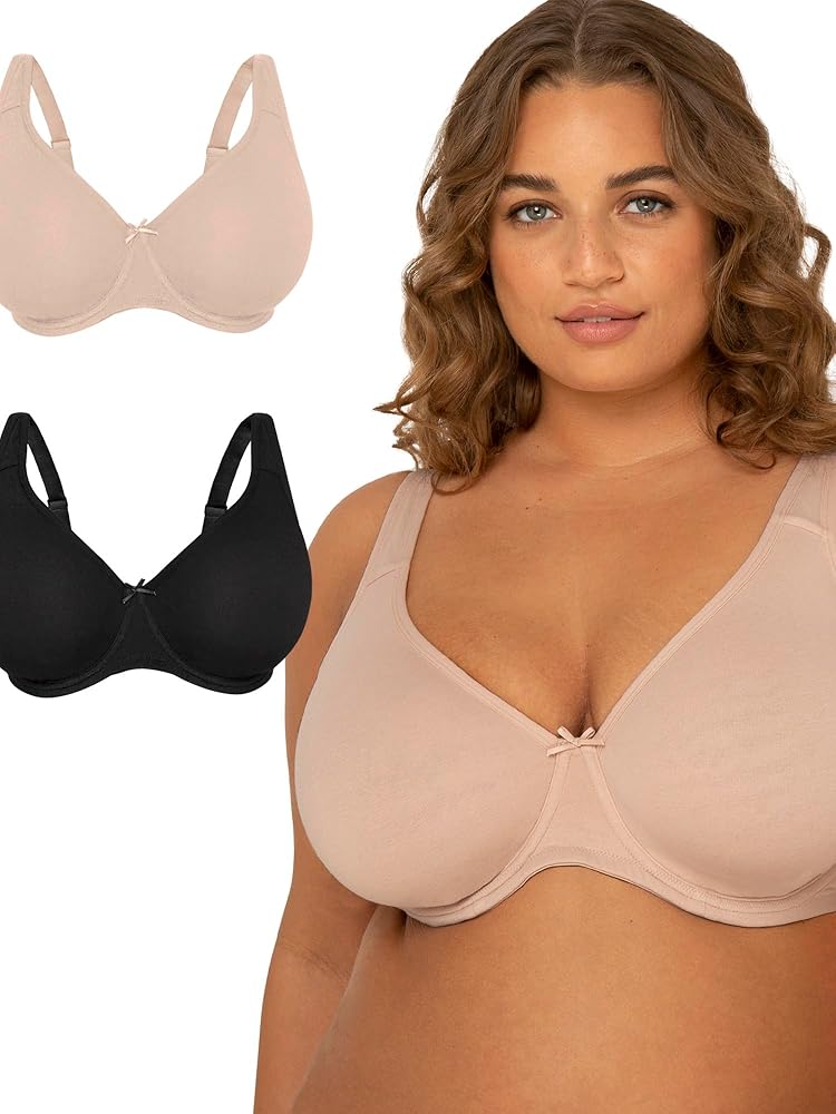 Fit For Me By Fruit of the Loom Women's Plus Size Cotton Unlined Underwire Bra-Pinch-Free Straps - Side and Back Smoothing