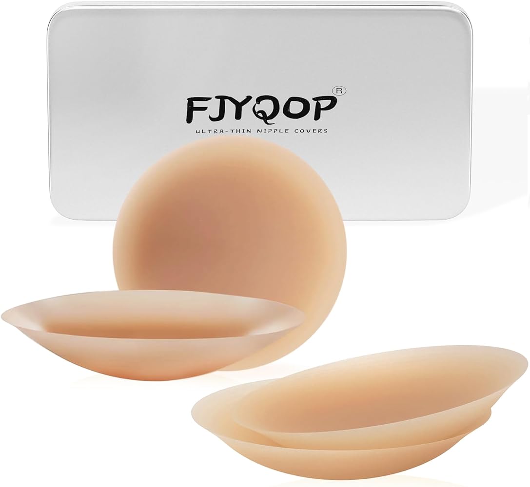 FJYQOP Cakes Nipple Covers 2 Pairs, Ultra-Thin Adhesive Seamless Nipple Pasties for Women Silicone Reusable Breast Petals