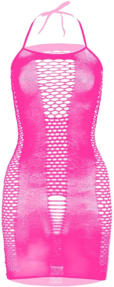 Women Sexy Lingerie Fishnet Babydoll Mesh Mini Dress Chemise