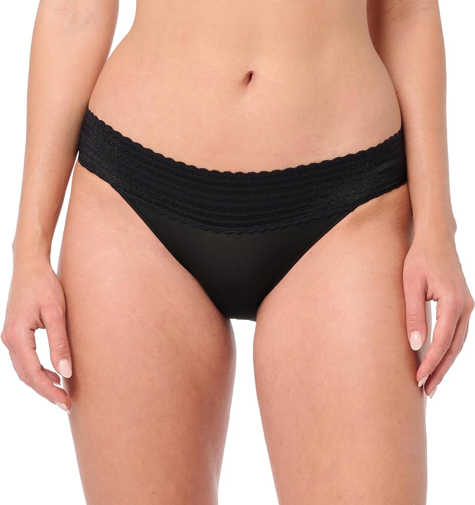 Warner's Women's No Pinching No Problems Dig-Free Comfort Waist with Lace Microfiber Bikini 5509