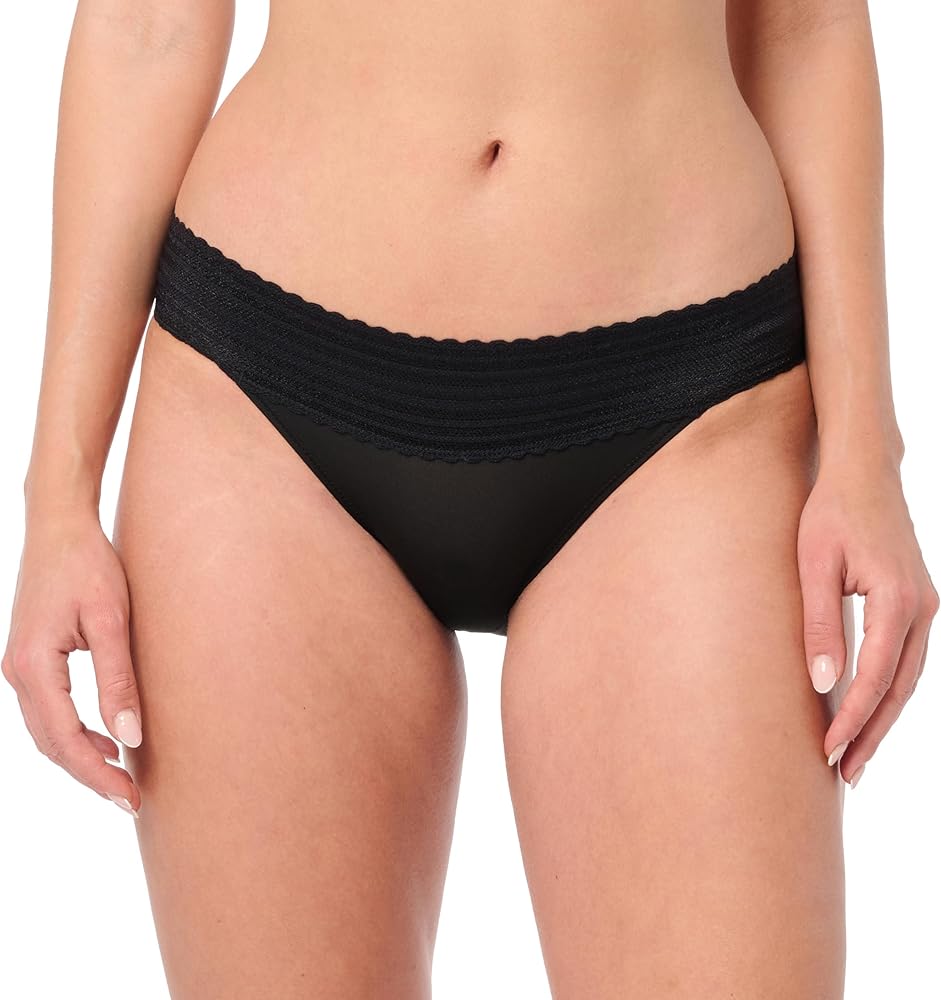 Warner's Women's No Pinching No Problems Dig-Free Comfort Waist with Lace Microfiber Bikini 5509