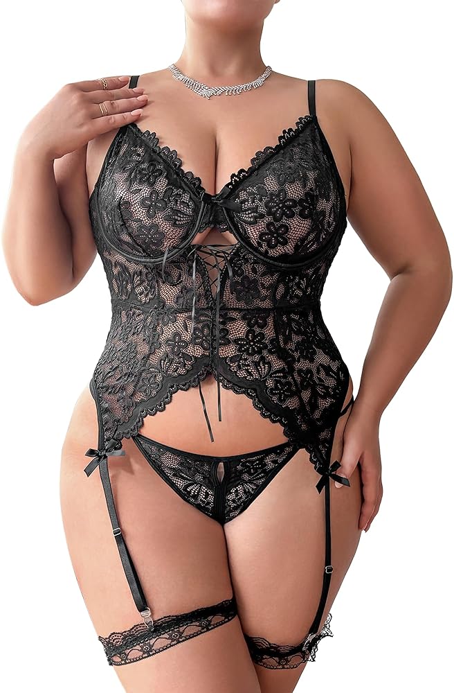 Sexy Bra and Panty Set Lace Lingerie Sets for Women Chemise Nightwear Sleepwear for Women（Excluding stockings）