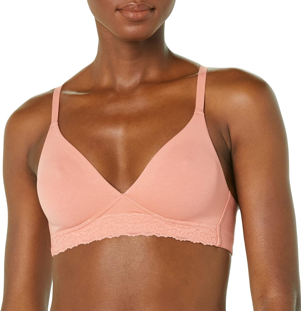 Amazon Essentials Women's Cotton and Lace Unlined Bralette