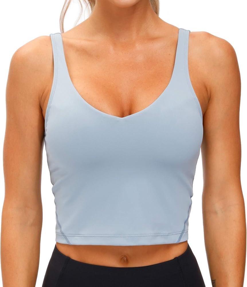 THE GYM PEOPLE Womens' Sports Bra Longline Wirefree Padded with Medium Support