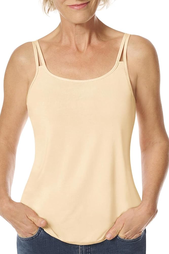 Amoena Women's Valetta Pocketed Camisole W/Built in Shelf Bra Nude