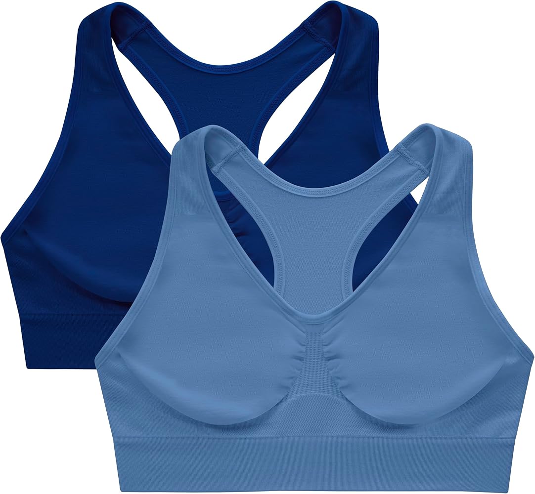 Hanes Women's Seamless Racerback Bra, Pullover Full-Coverage Bralette, 2-Pack