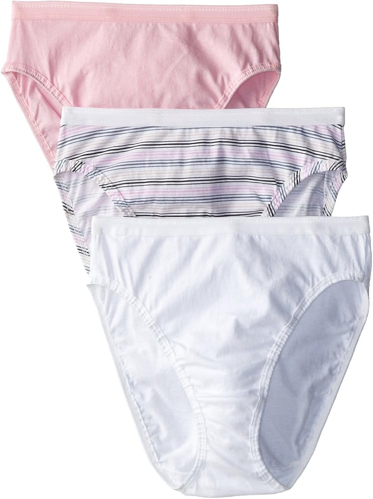 Fruit of the Loom Women's 3 Pack Assorted Cotton Hi-Cut Panties