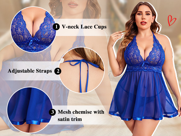 blue lingerie plus size