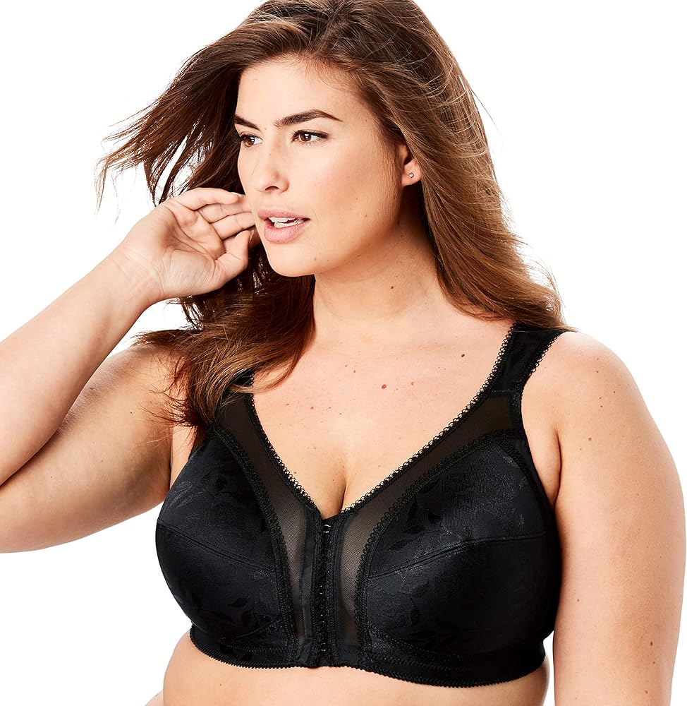 Playtex Women's Plus Size 18 Hour Front-Close Wireless Bra with Flex Back 4695-48 C, Black