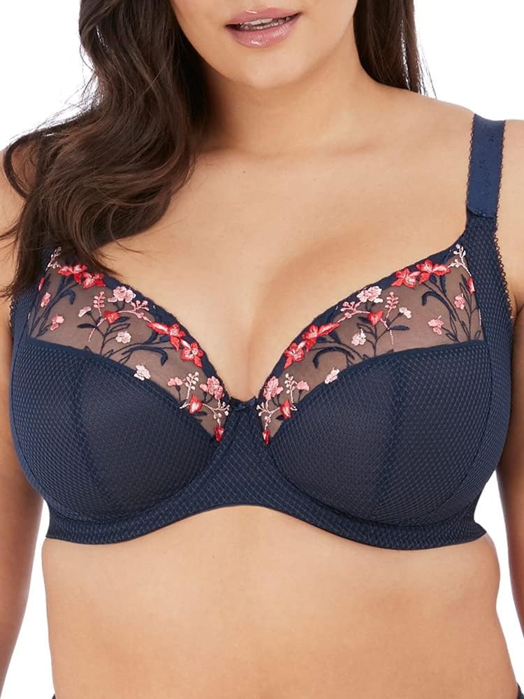 Elomi Charley Banded Plunge Underwire Bra (4380),36G,Navy