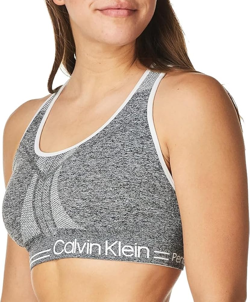 Calvin Klein Women's Performance Bra,Heather Grey Black,XX-Large