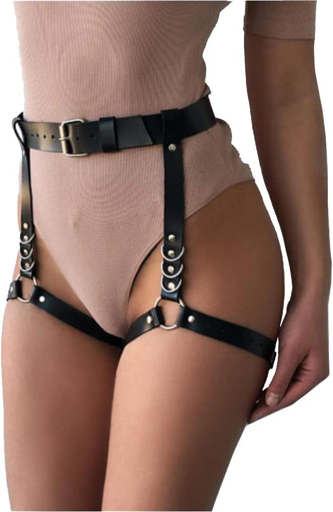 Women's Sexy Punk Leather Adjustable Leg Harness Caged Thigh Holster Garters