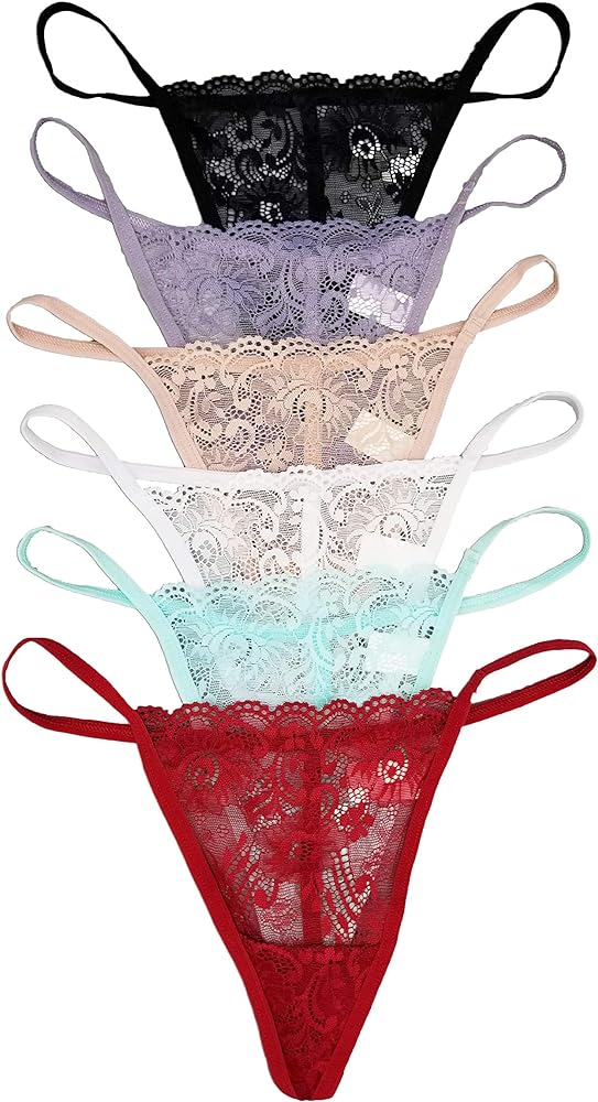 Vision Underwear 6 Pack Sexy Floral Lace G-String Thong Panties L266