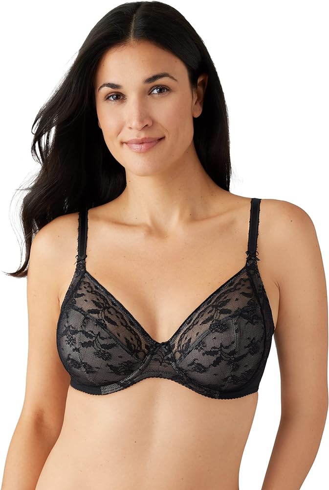 Wacoal Women's Lifted in Luxury Full Figure Lace Unlined Underwire Bra, Black, 38D