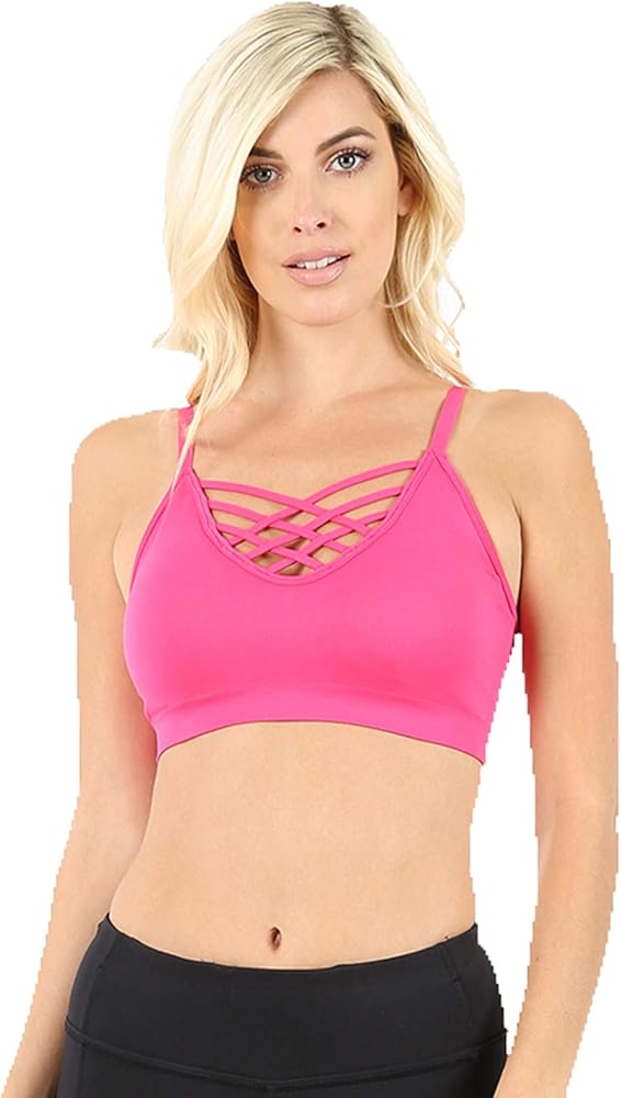 Women's Sexy Cross Strappy Wirefree Sports Bra Bralette