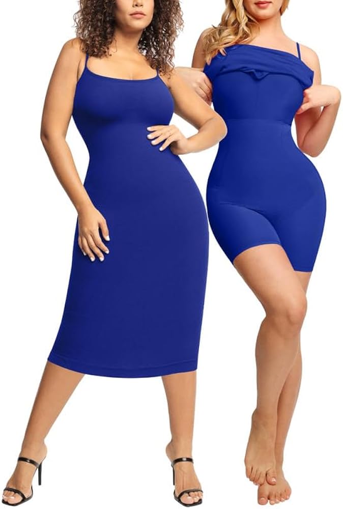 Popilush Shapewear Dress Bodycon Midi Dress Built in Shapewear Camisole Casual Slip Dress for Women Tummy Control Summer