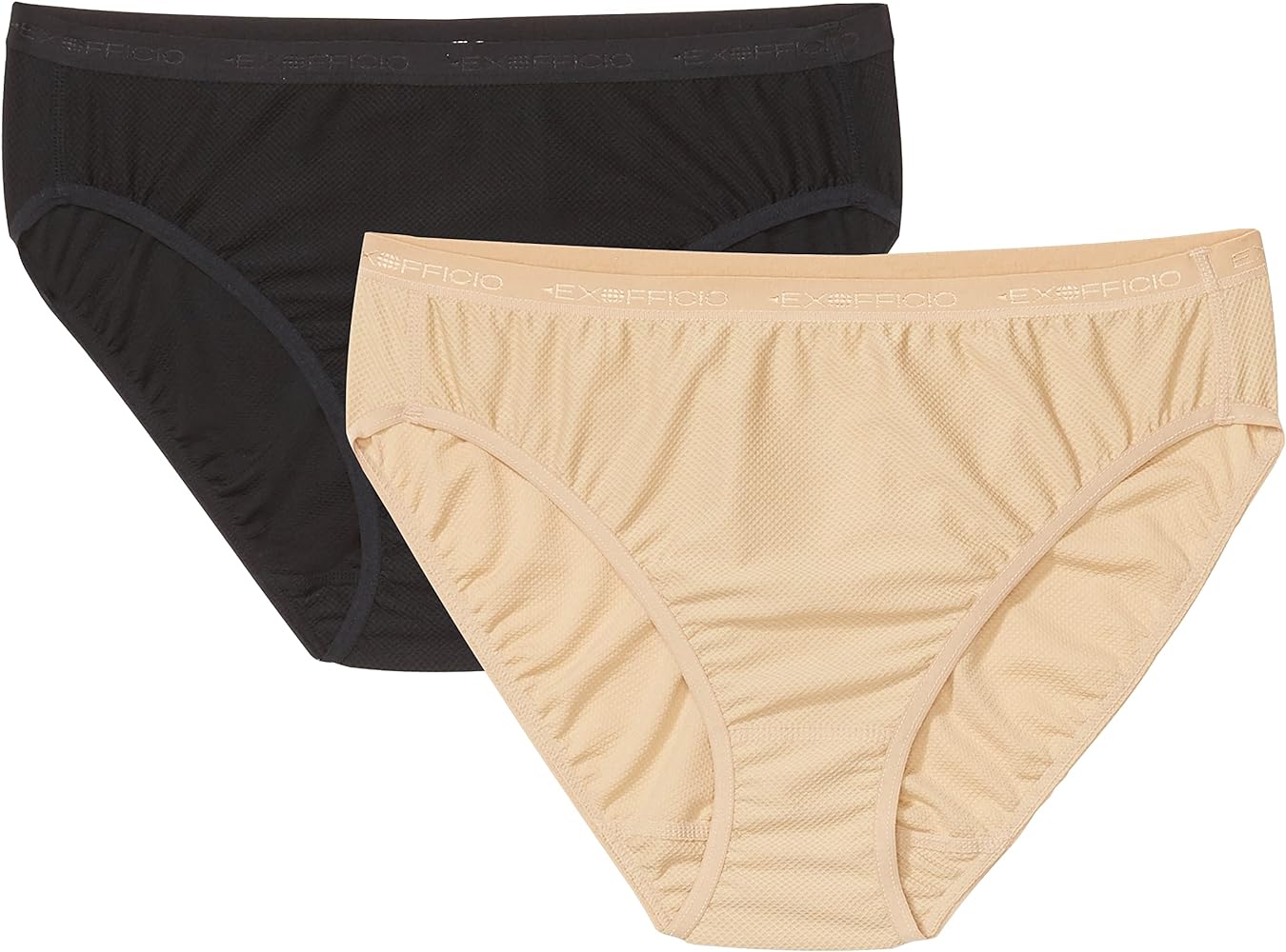 ExOfficio Women’s Give-N-Go Bikini Brief | Durable, Quick Drying, 2 Pack, Black/Nude, X-Small