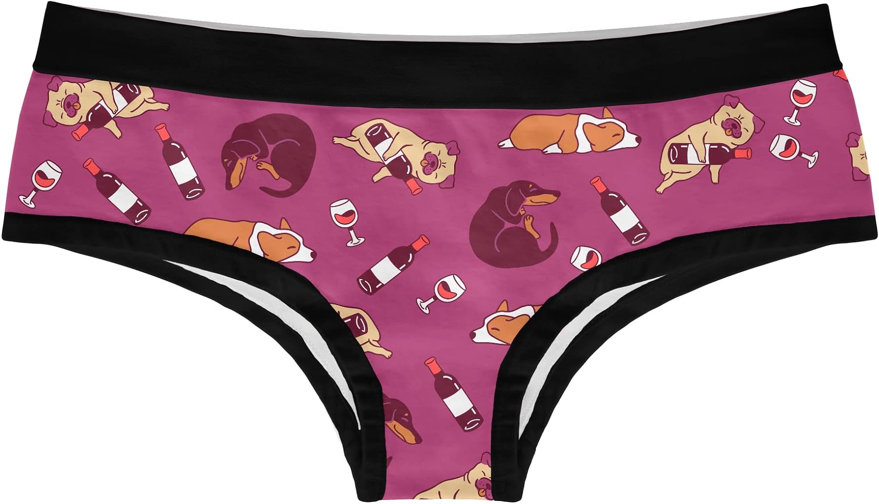 Womens Drink Wine And Pet My Dog Panties Funny Saying Cute Bikini Brief Underwear