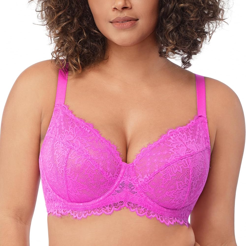 HSIA Minimizer Bra for Women - Plus Size Bra with Underwire Woman's Full Coverage Lace Bra Unlined Non Padded Bra