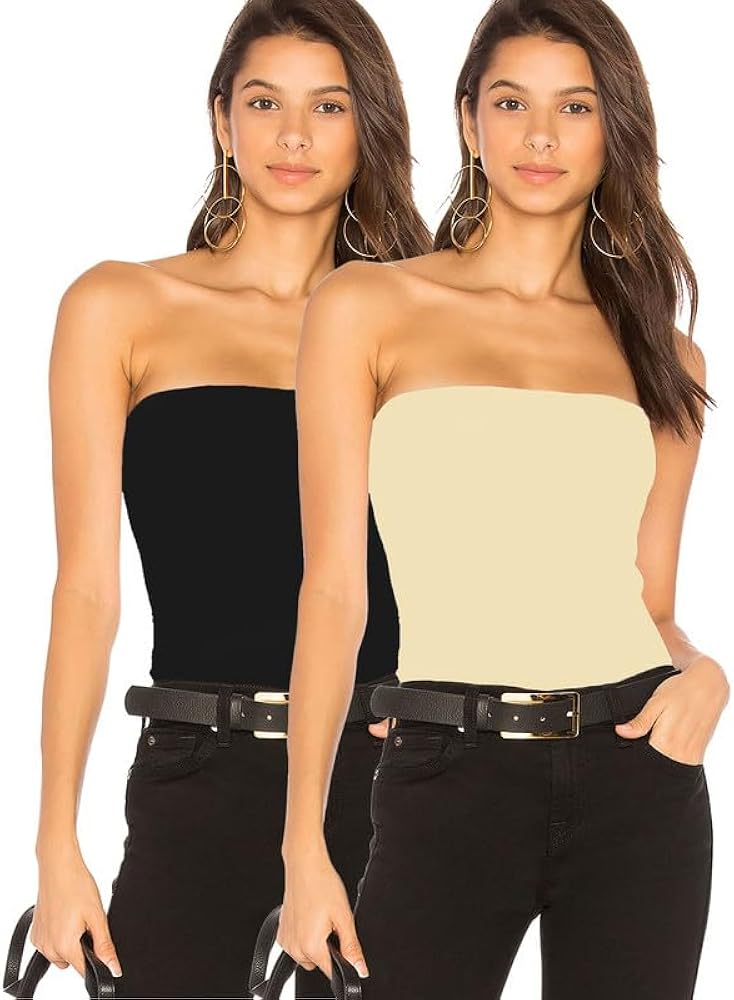 Tube Tops with Built in Bra Cotton Strapless Camisoles for Women Bandeau Tops