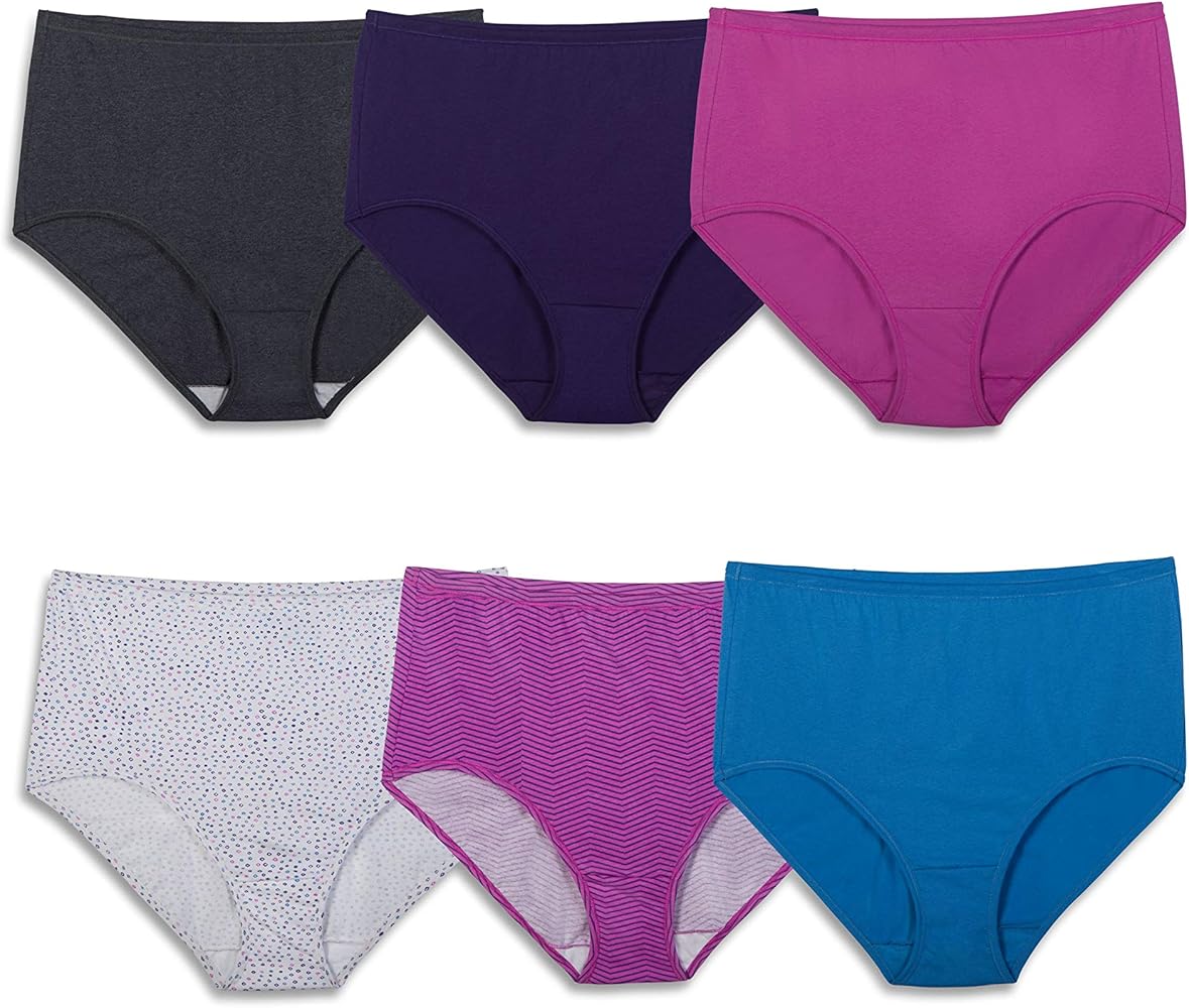 Fruit of the Loom Women's Covered Waistband 6 Pack, Multicolor/Assorted, 9