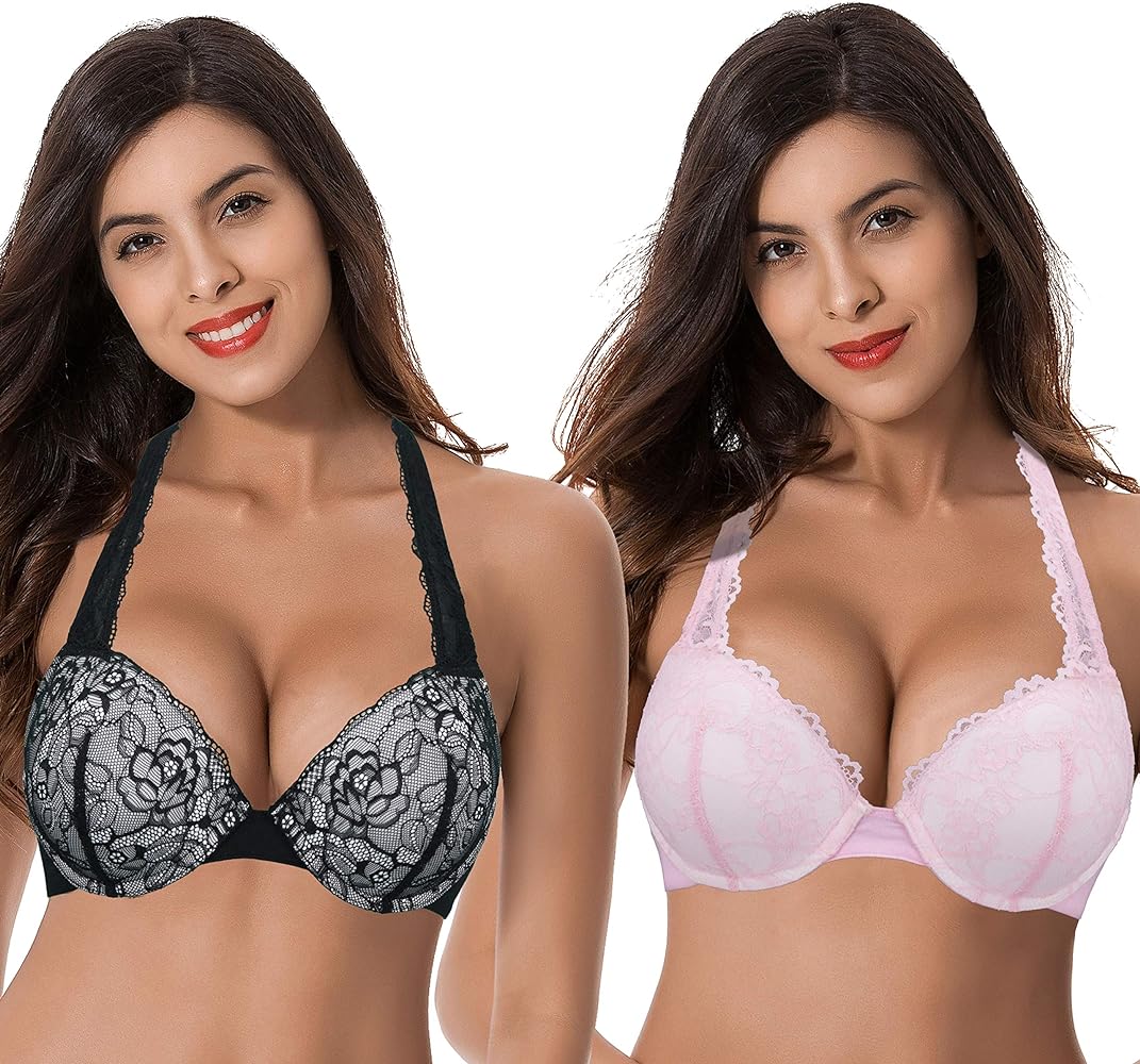 Curve Muse Women's Plus Size Add 1 and a Half Cup Push Up Underwire Bras