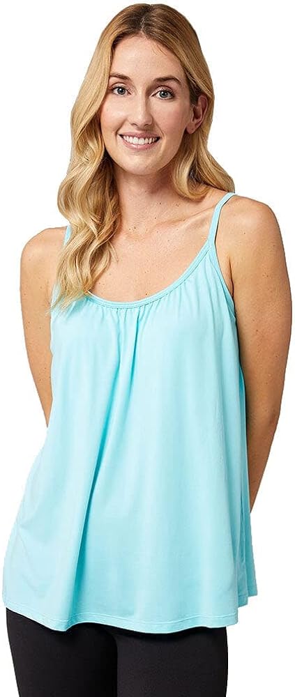 32 DEGREES Women's Cool Flowy Bra Cami | with Built-in Cups | Relaxed Fit | Adjustable Spaghetti Strap