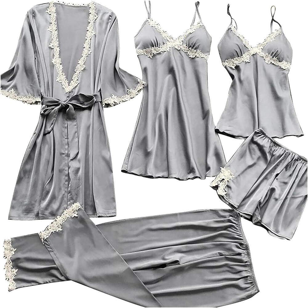 Women's Sexy Lingerie Garter Lingerie Set Robes Lace Bodysuit Deep-V Neck Underwear 1 Cotton Nightgowns