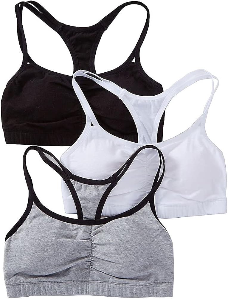 Fruit of the Loom Women's Spaghetti Strap Removable Pads Bra - 3 Pack 9036RP 34 Grey/White/Black