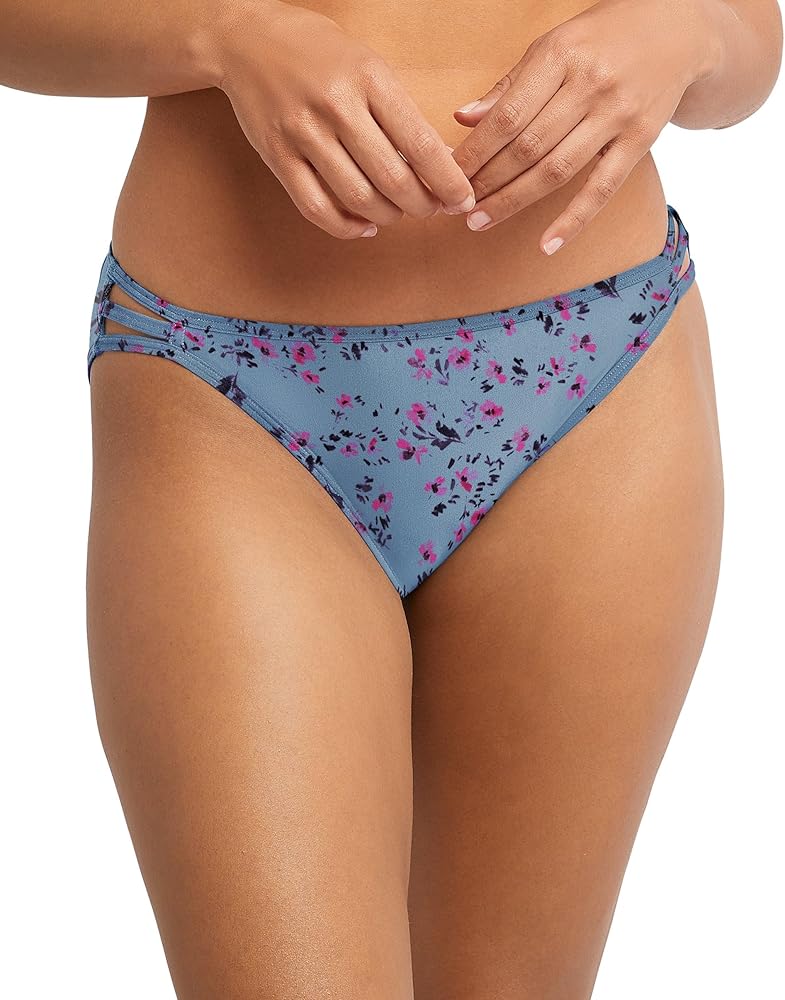 Bali Womens Passion for Comfort String Bikini, 9, Soft Blue Grey Ditsy Floral