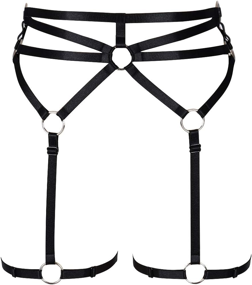 Woman body harness garter belt Punk gothic Leg cage Lingerie Photography dance apparel