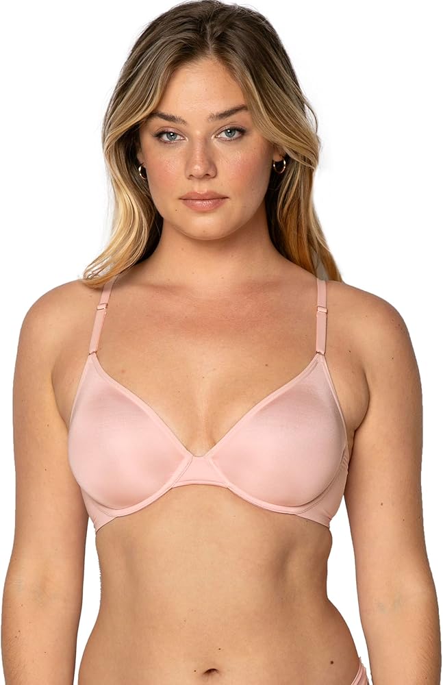 Smart & Sexy Women's Seamed Soft Cup Wirefree Cotton Bra with Satin Trim, Sand