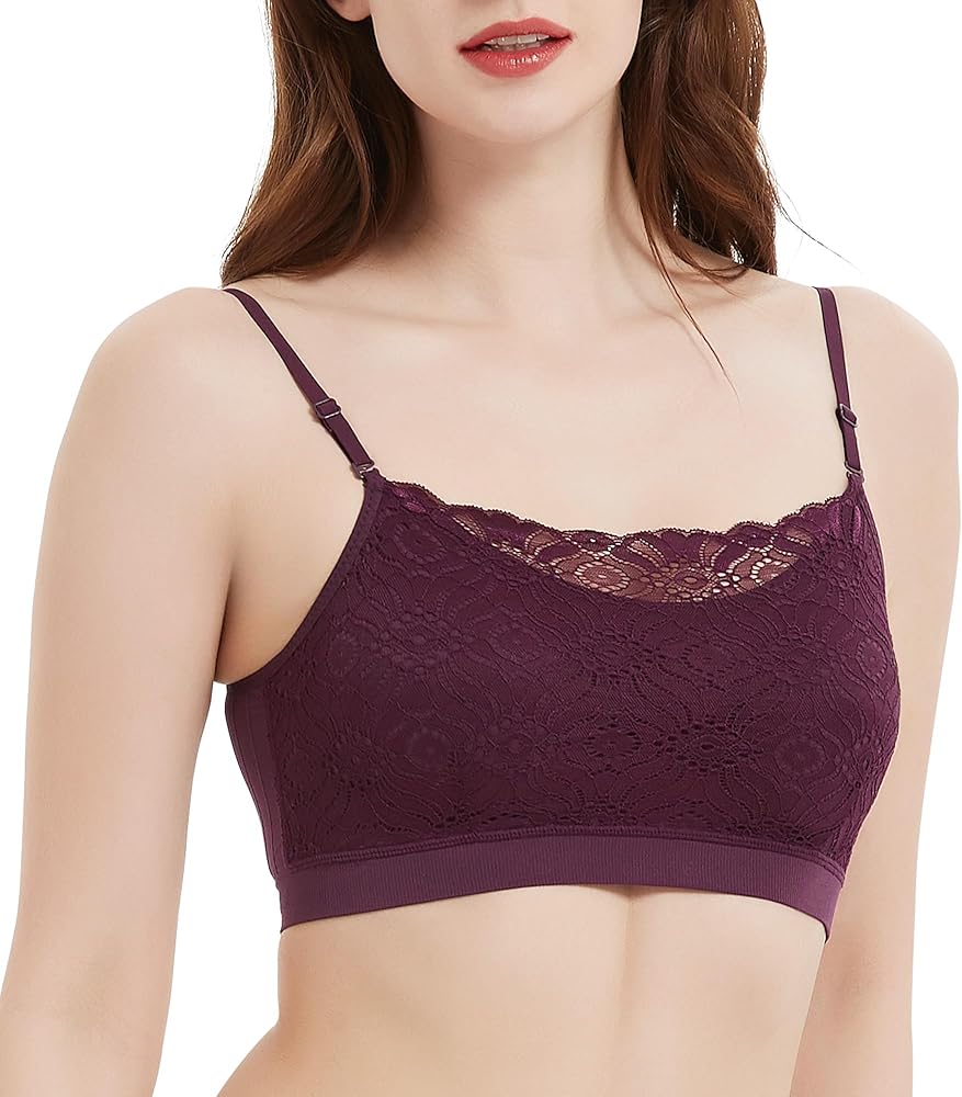 Coobie Seamless Lace Coverage Bra,Italian Plum,One Size