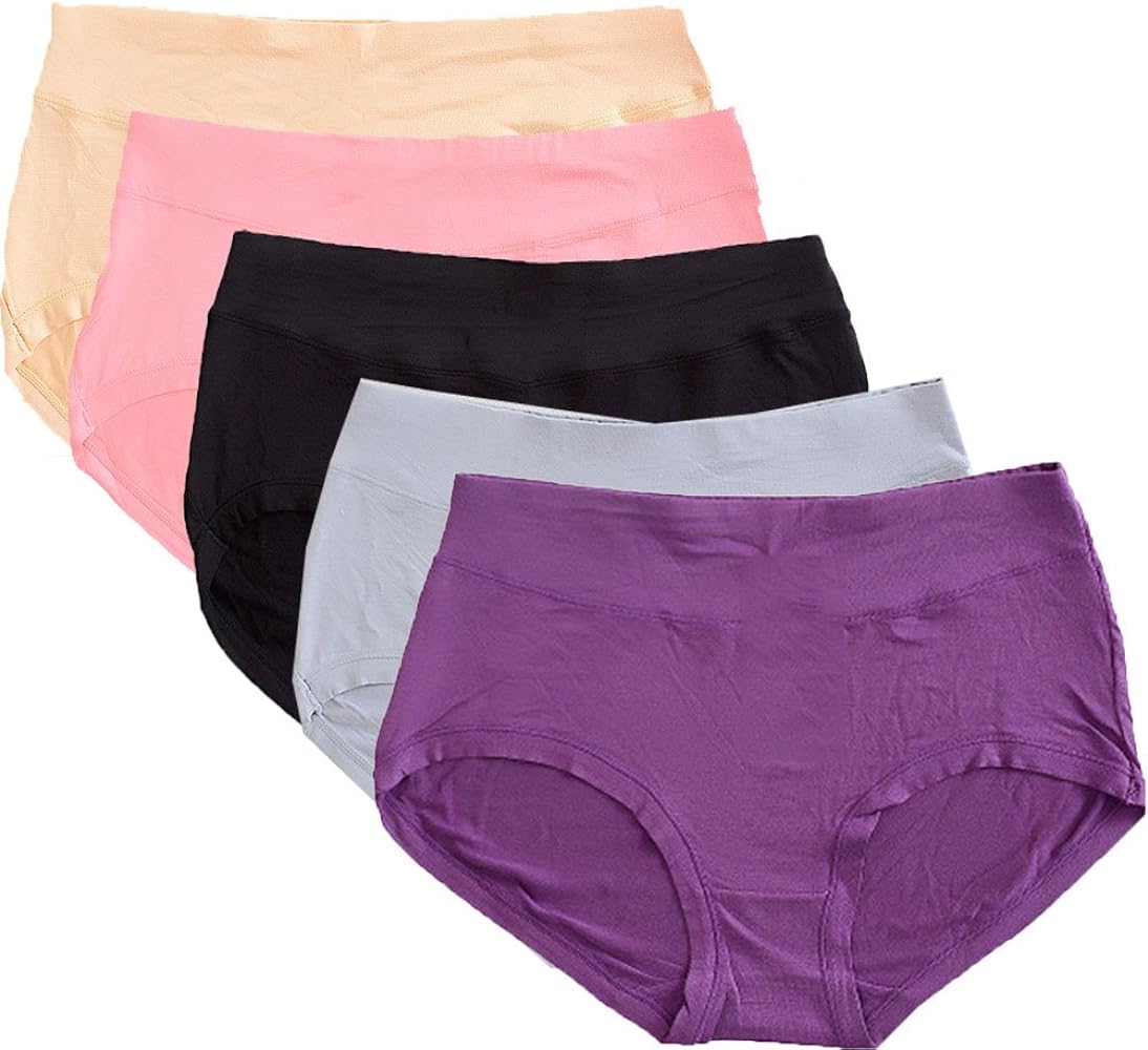 Women's rayon derived from bamboo Multi Pack Plus Size Stretchy Soft Breathable High Middle Waist Panties Size S-3XL