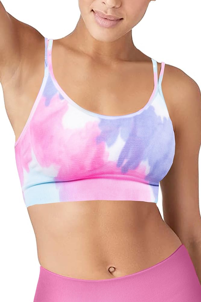 Womens Tie Dye Sports Bra Seamless Removable Pads for Gym Workouts, Yoga, Running, Exercise