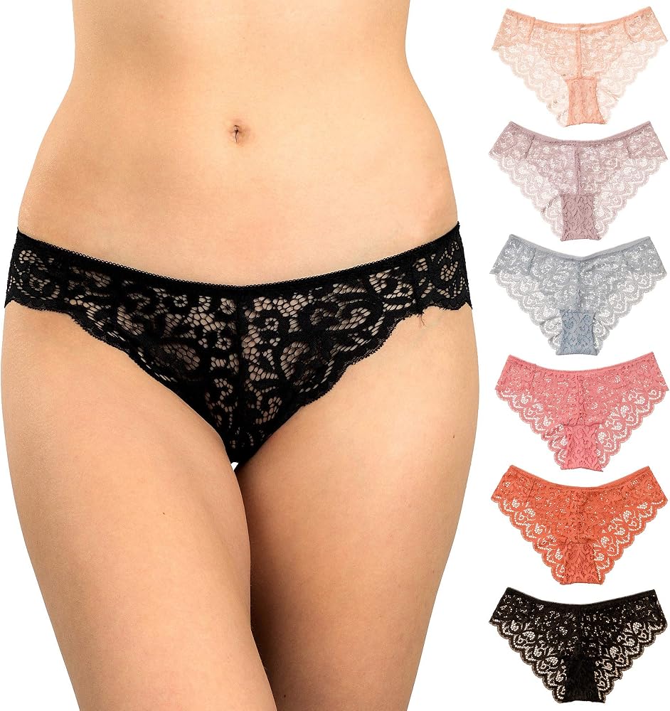 Alyce Intimates Pack of 6 Women’s Lace Bikini