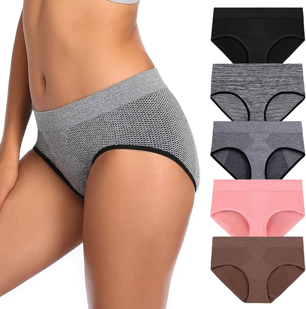 Womens Underwear, Breathable Wicking Underwear Sports Soft Tagless Briefs Comfortable Hipster Panties for Women