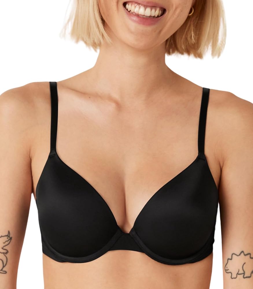 Victoria's Secret Pink Wear Everywhere Push Up Bra, Lace, Padded, Smoothing, Bras for Women, Black (32DDD)