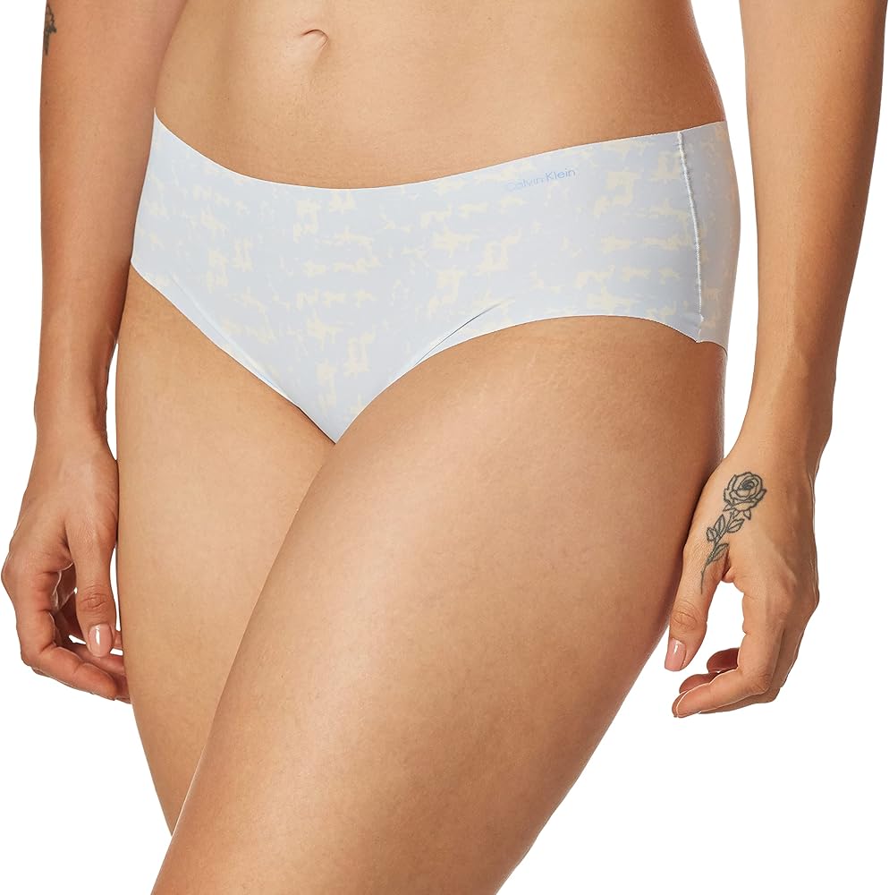 Calvin Klein Women's Invisibles Hipster Multipack Panty, Camo Baby Blue, XL