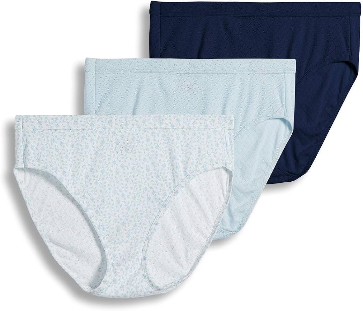 Jockey Women's Underwear Elance Breathe French Cut - 3 Pack, Flowing Fine/Frothy Blue/Navy, 8