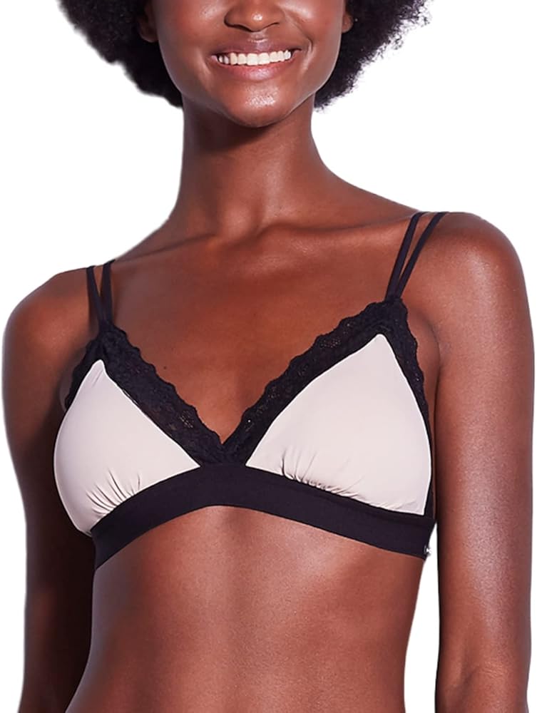 HOPE - Women's Triangle Bra - Microfiber with Lace Detail, Wireless Bra with Removable Padding, Sexy Lingerie for Women