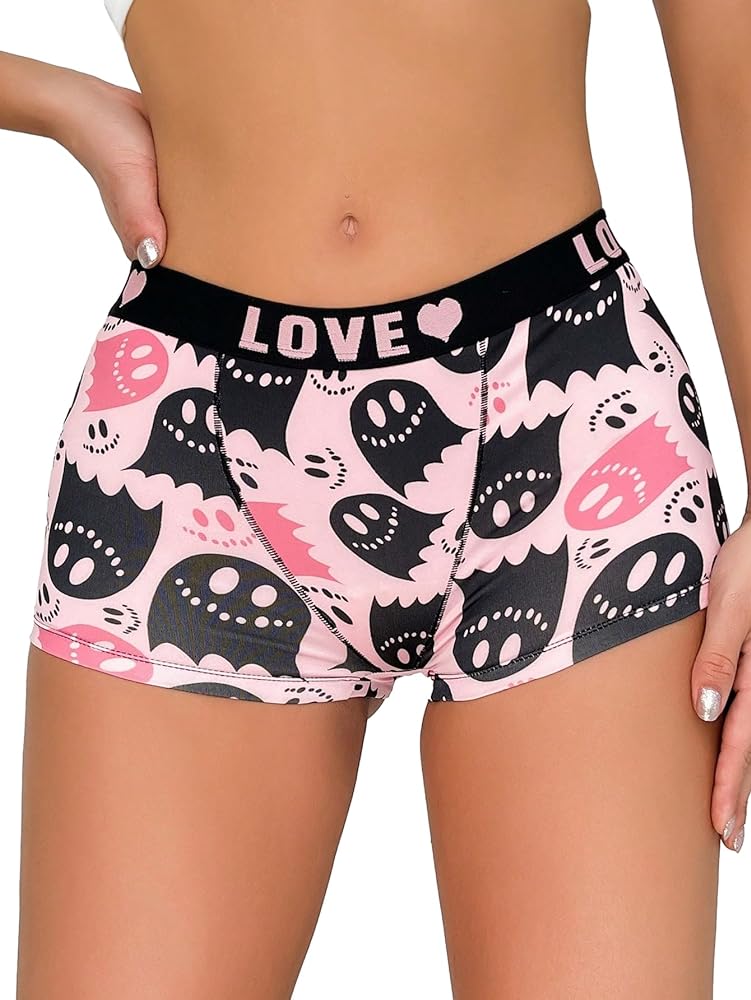 SOLY HUX Women's Graphic Female Boxer Briefs, Funny Boy Shorts Panties for Teen Girls, Cute Novelty Underwear for Women